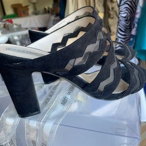 Cole Haan black heals. Suede with mesh cutout.